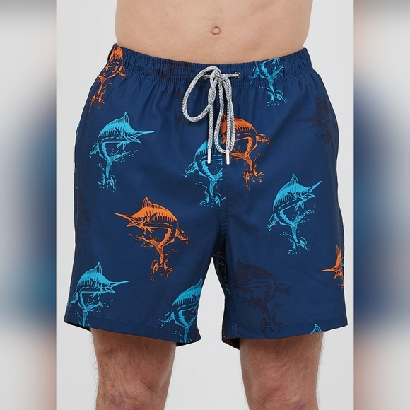 Rainforest Men's Catch Quick Dry Swim Trunks, Swordfish Navy Bering Sea - Picture 1 of 16